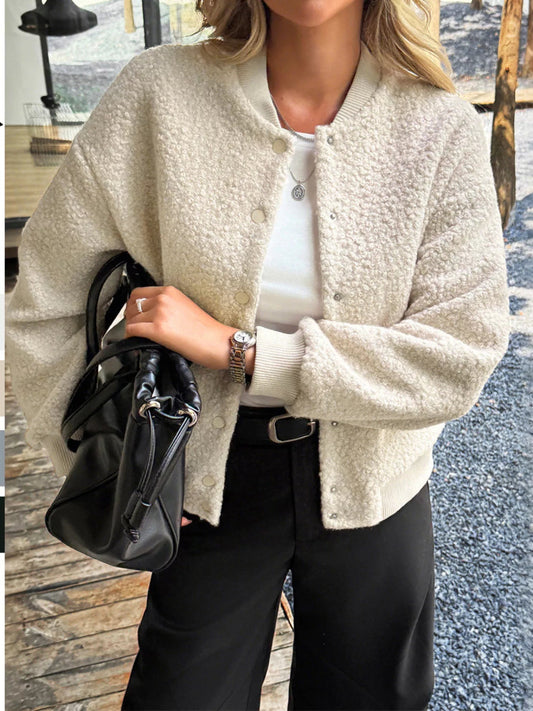 Snap Down Dropped Shoulder Jacket - Easy Pickins Store