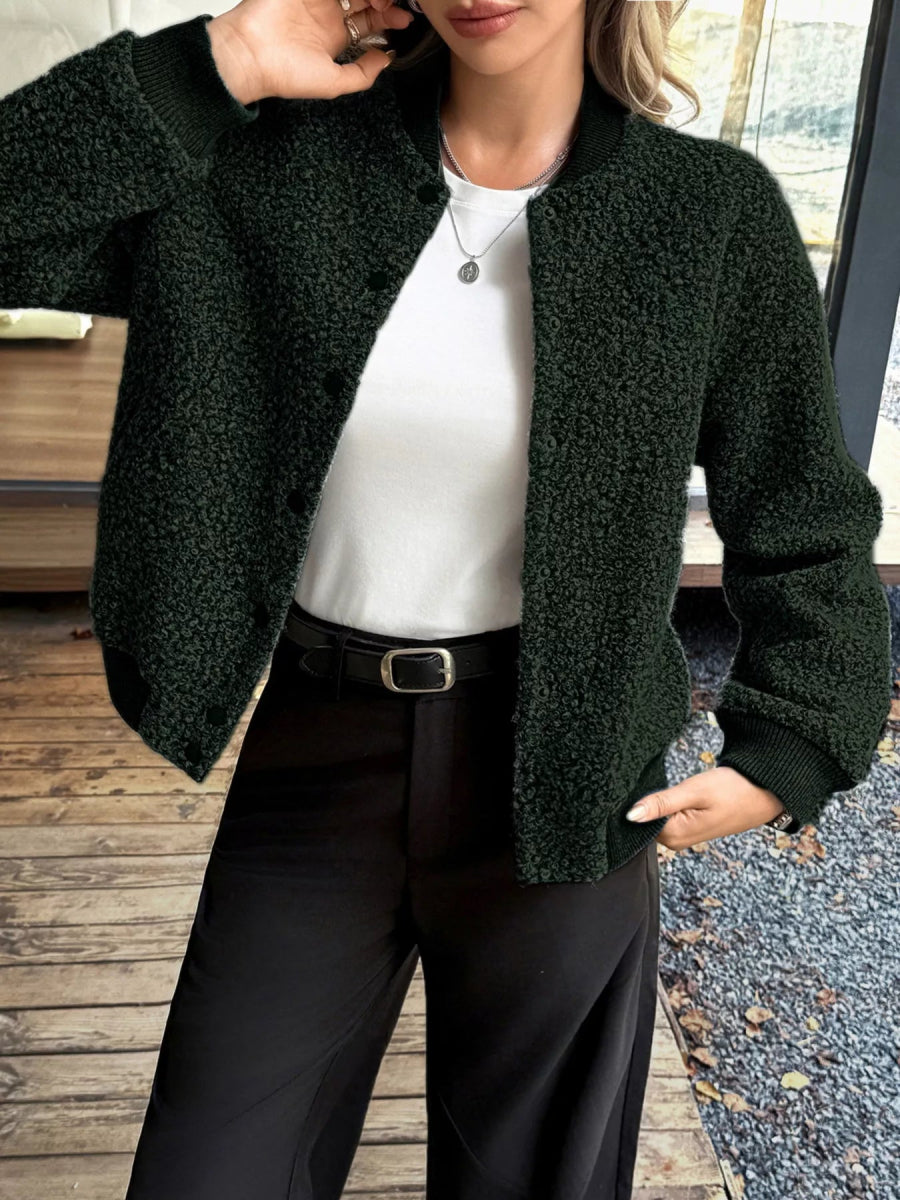 Snap Down Dropped Shoulder Jacket - Easy Pickins Store