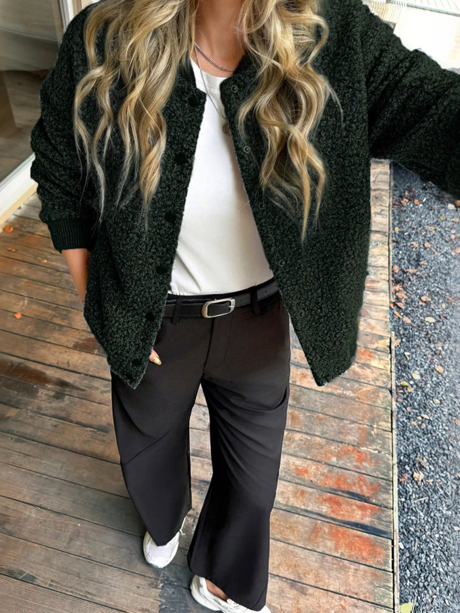 Snap Down Dropped Shoulder Jacket - Easy Pickins Store