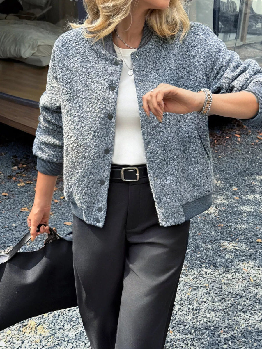 Snap Down Dropped Shoulder Jacket - Easy Pickins Store