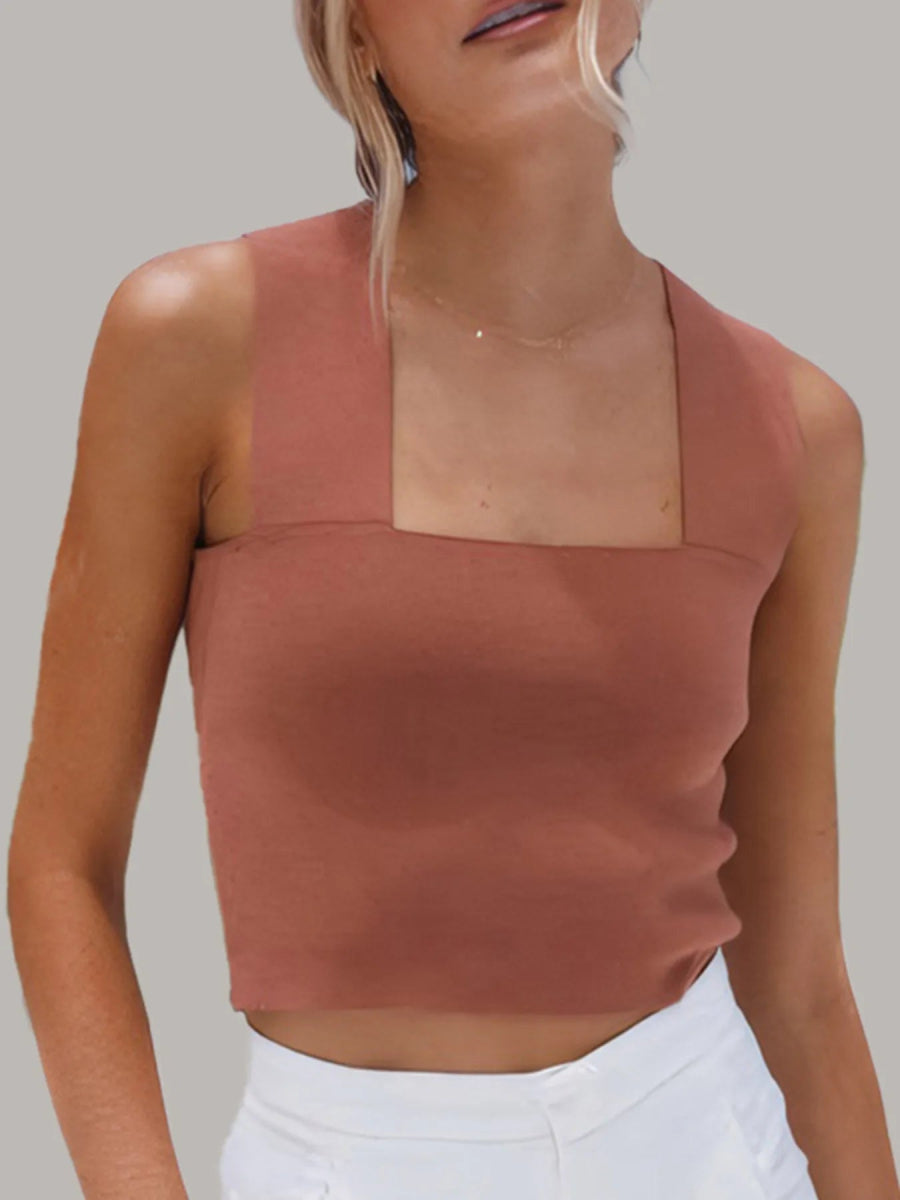 Square Neck Ribbed Crop Tank Top - Easy Pickins Store
