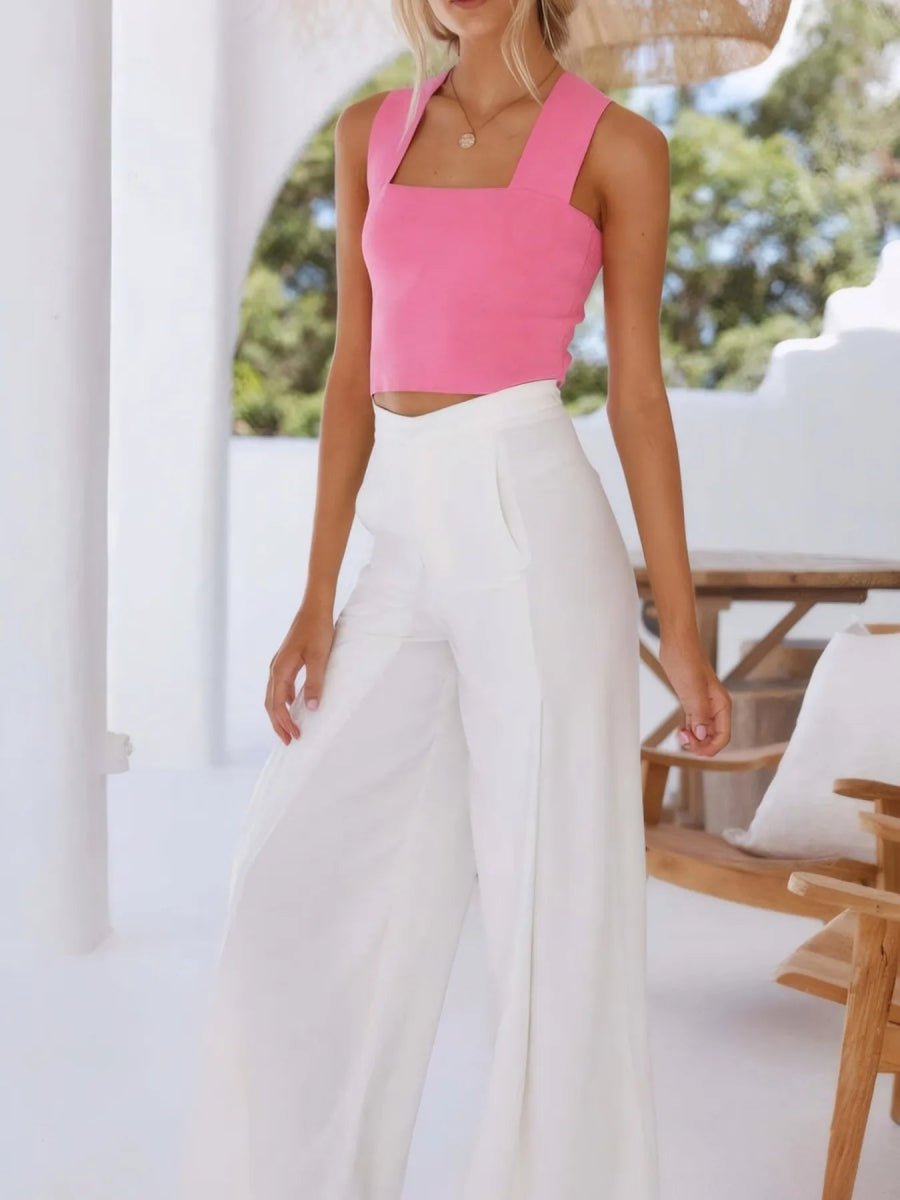 Square Neck Ribbed Crop Tank Top - Easy Pickins Store