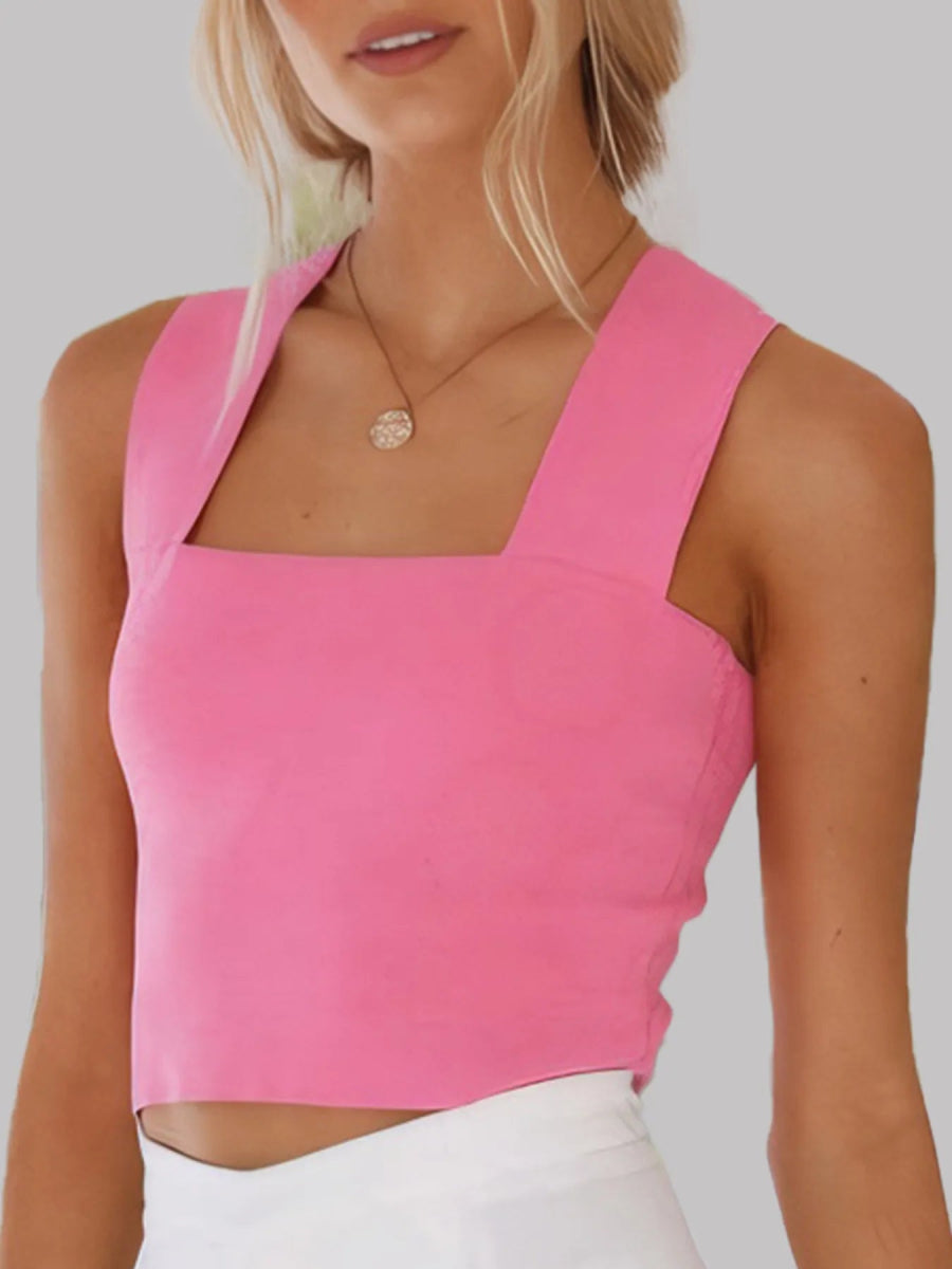 Square Neck Ribbed Crop Tank Top - Easy Pickins Store