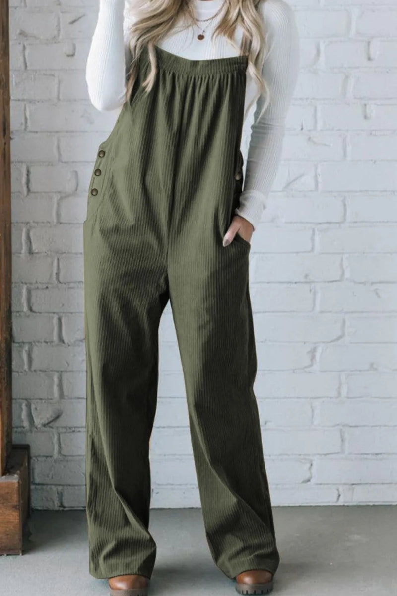 Square Neck Wide Strap Overalls - Easy Pickins Store