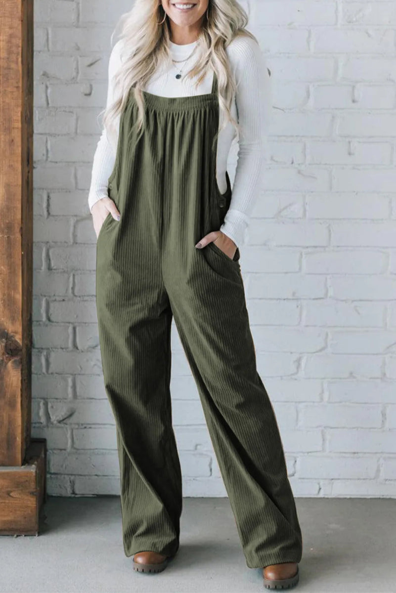 Square Neck Wide Strap Overalls - Easy Pickins Store