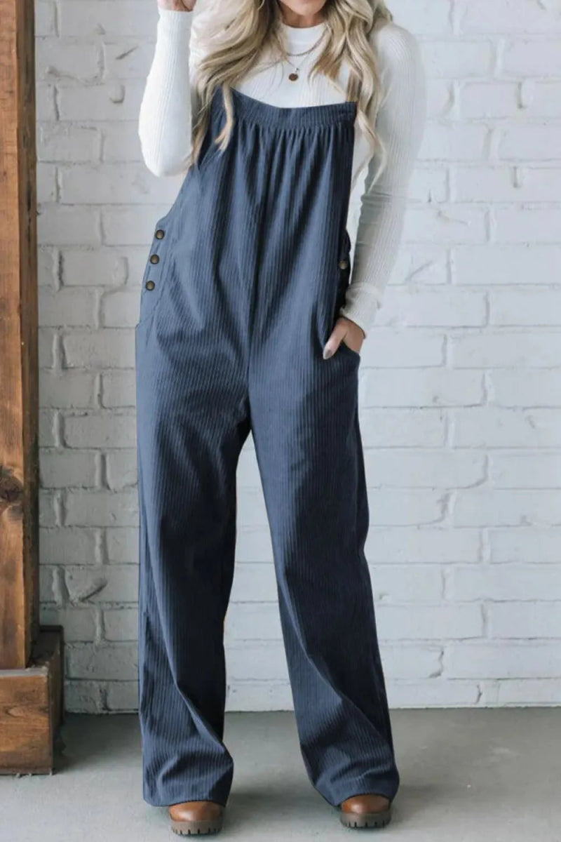 Square Neck Wide Strap Overalls - Easy Pickins Store