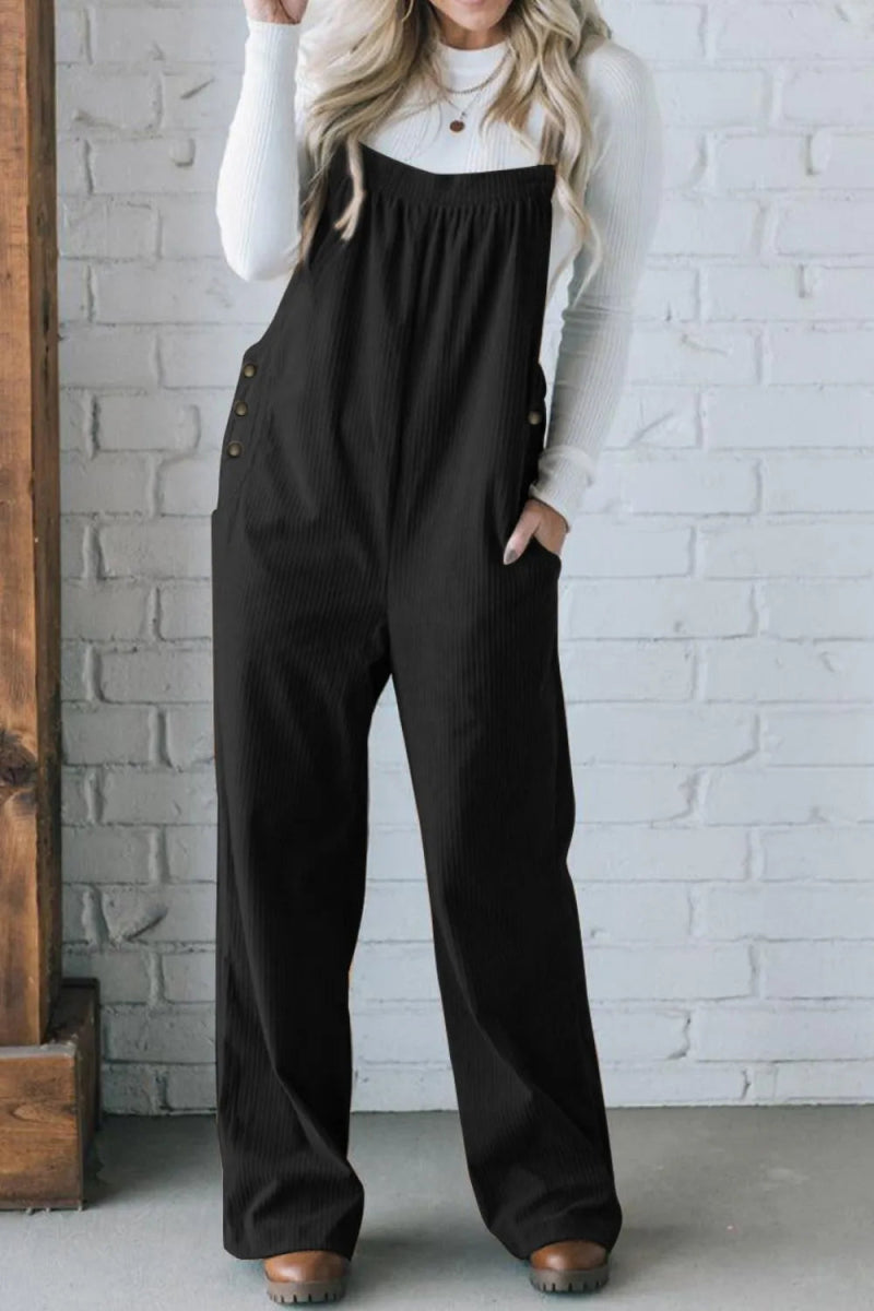 Square Neck Wide Strap Overalls - Easy Pickins Store