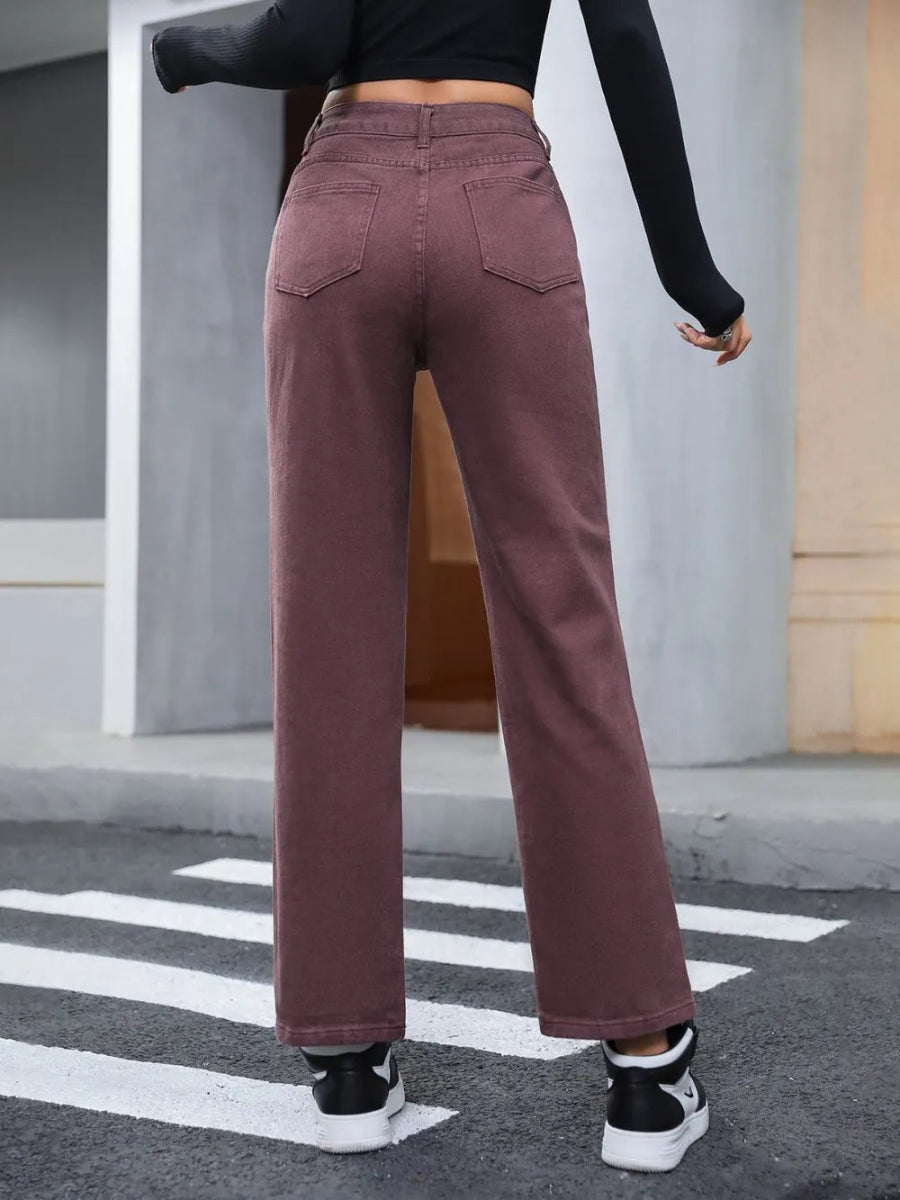 Straight Leg Jeans with Pockets - Easy Pickins Store