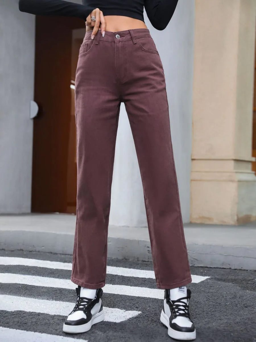 Straight Leg Jeans with Pockets - Easy Pickins Store