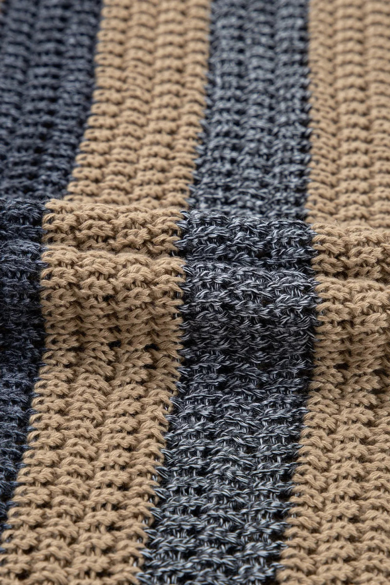 Stripe Color Block Eyelet Knit Short Sleeve Knit Top - Easy Pickins Store