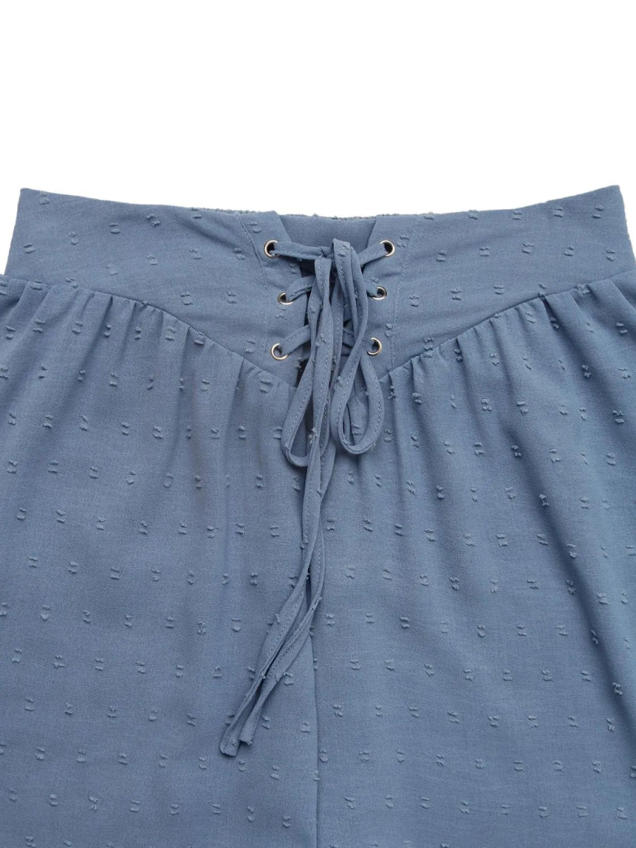 Swiss Dot Lace Up Shorts - Easy Pickins Store