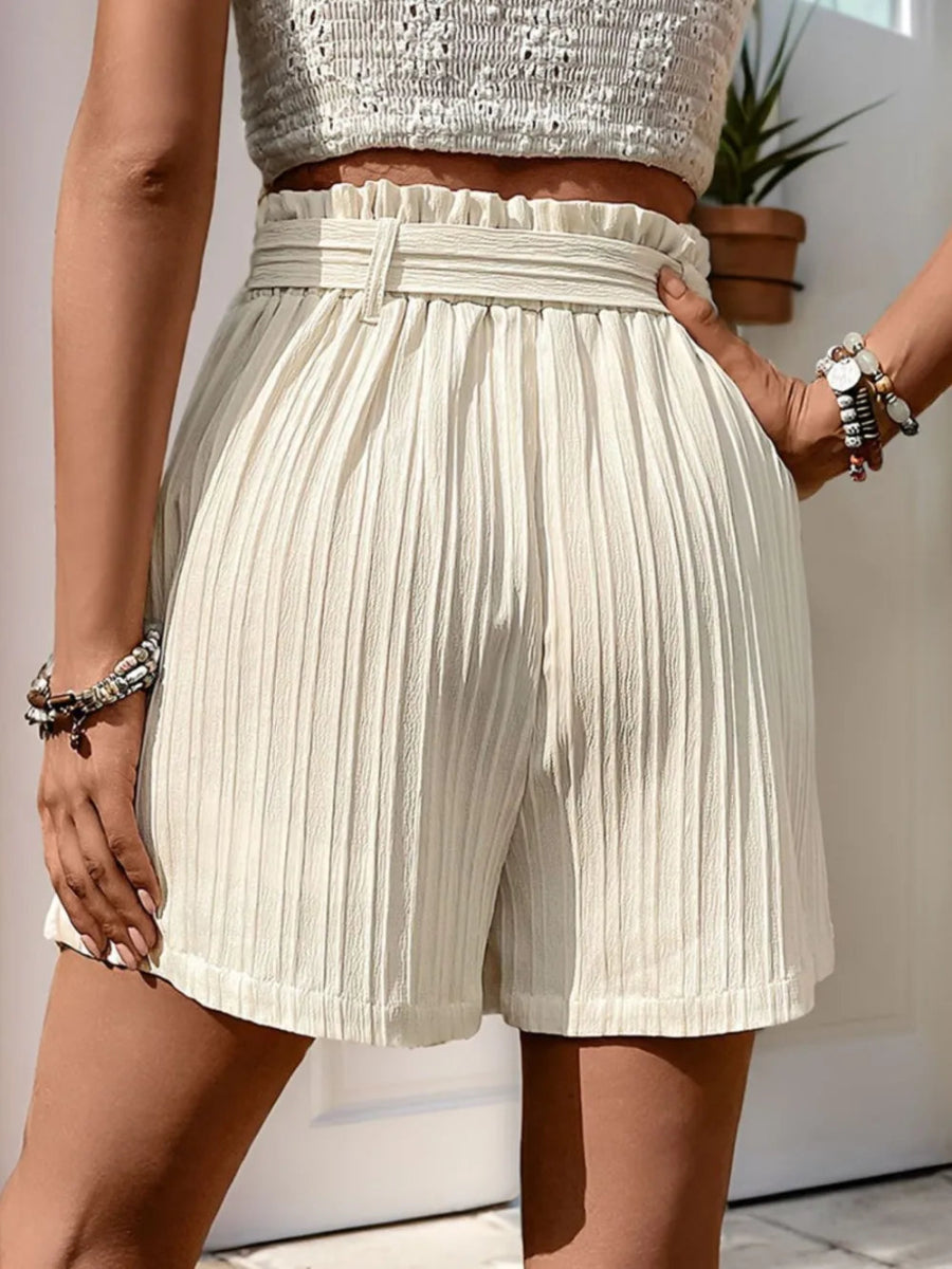 Textured High Waist Shorts with Pockets - Easy Pickins Store