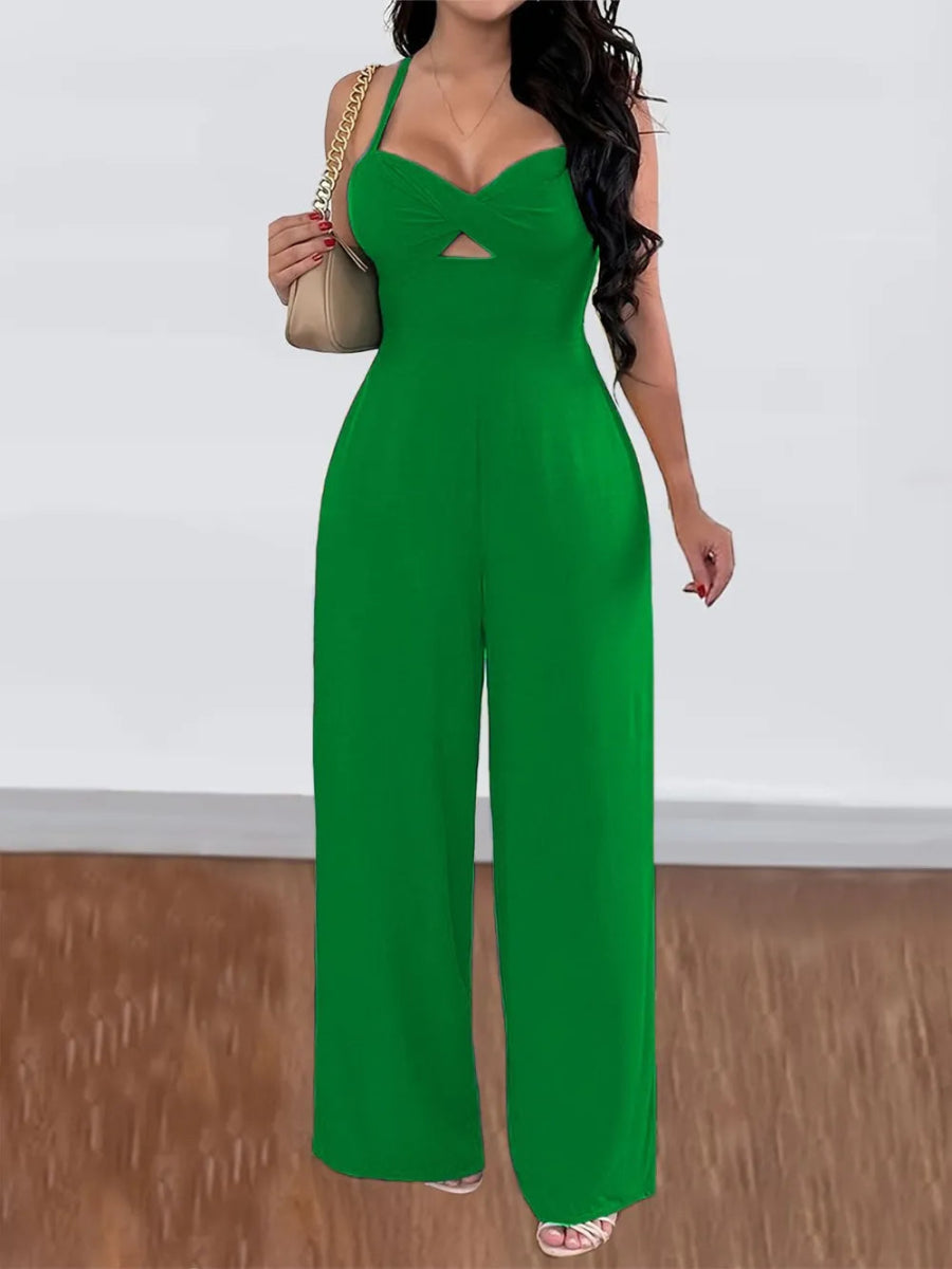 Tie Back Backless Crisscross Jumpsuit - Easy Pickins Store
