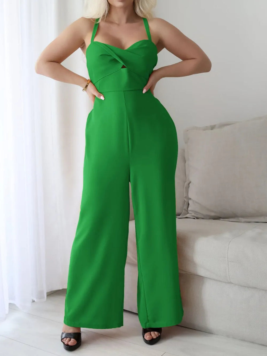 Tie Back Backless Crisscross Jumpsuit - Easy Pickins Store
