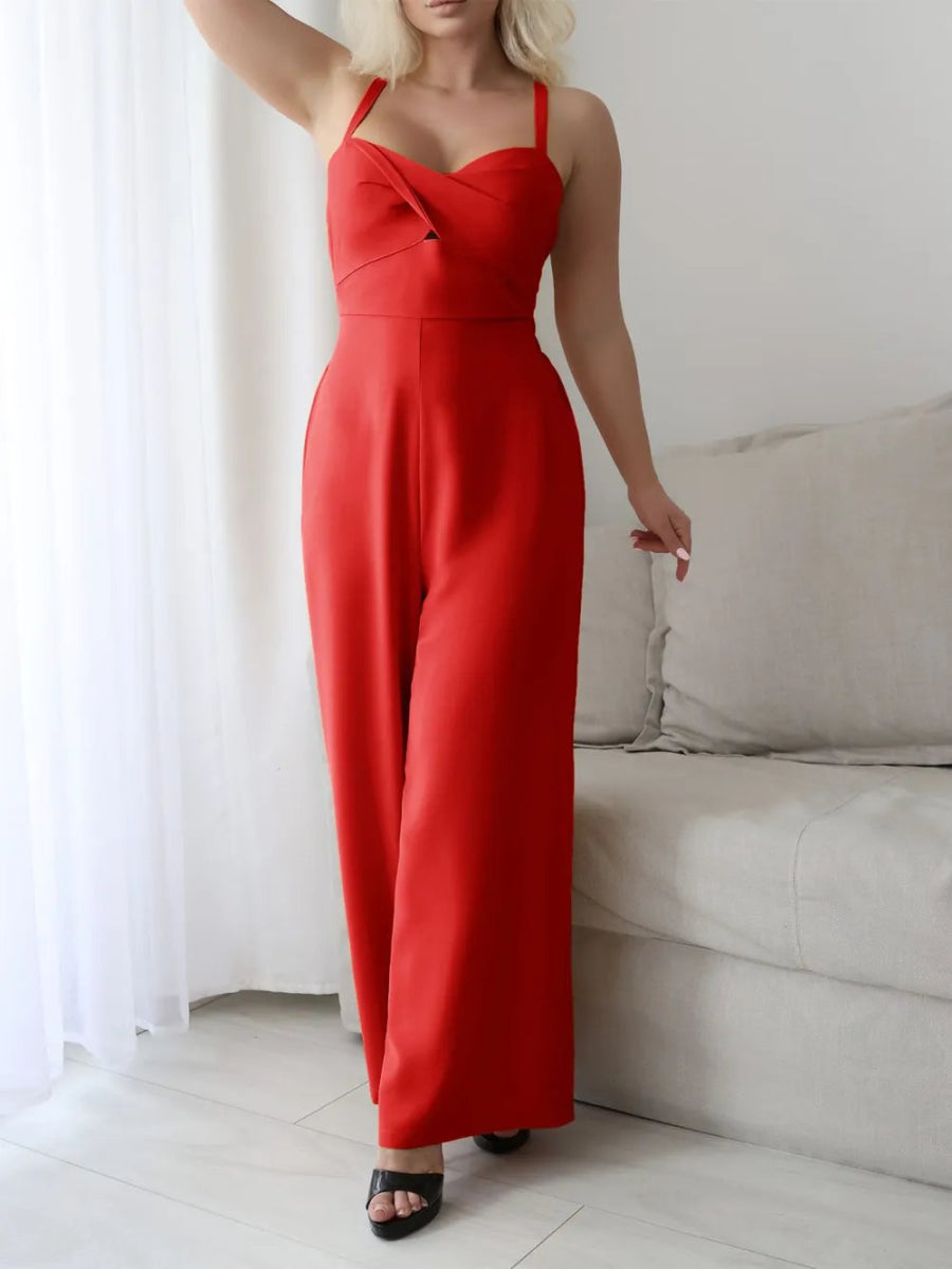 Tie Back Backless Crisscross Jumpsuit - Easy Pickins Store