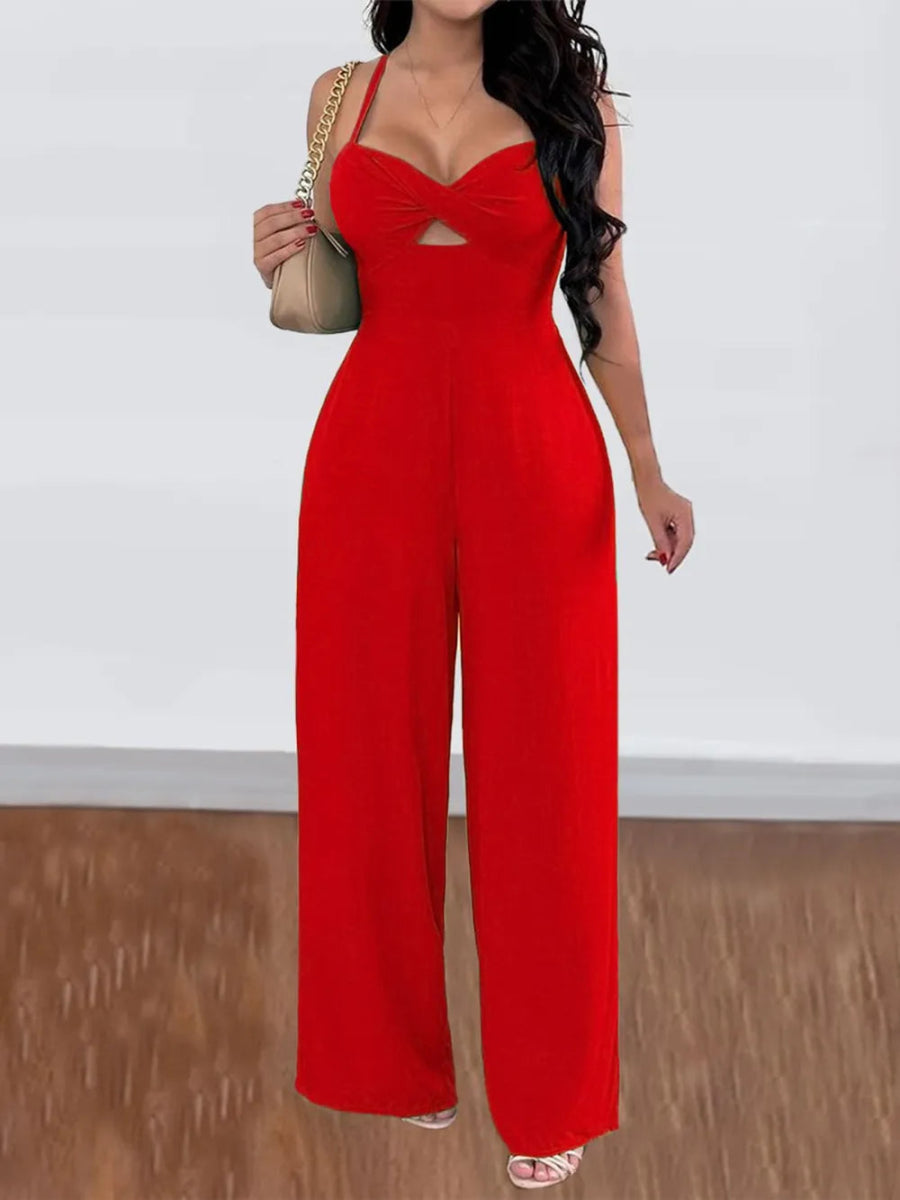 Tie Back Backless Crisscross Jumpsuit - Easy Pickins Store
