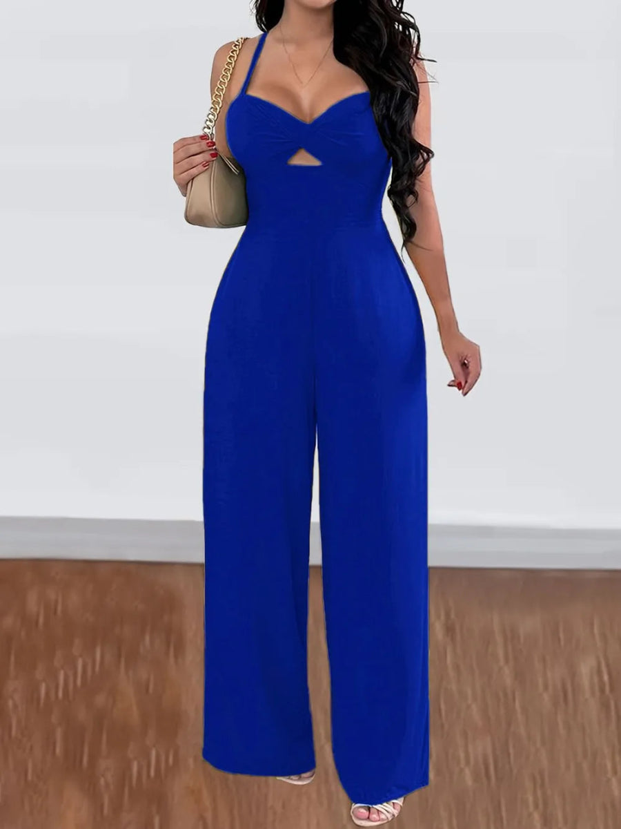 Tie Back Backless Crisscross Jumpsuit - Easy Pickins Store