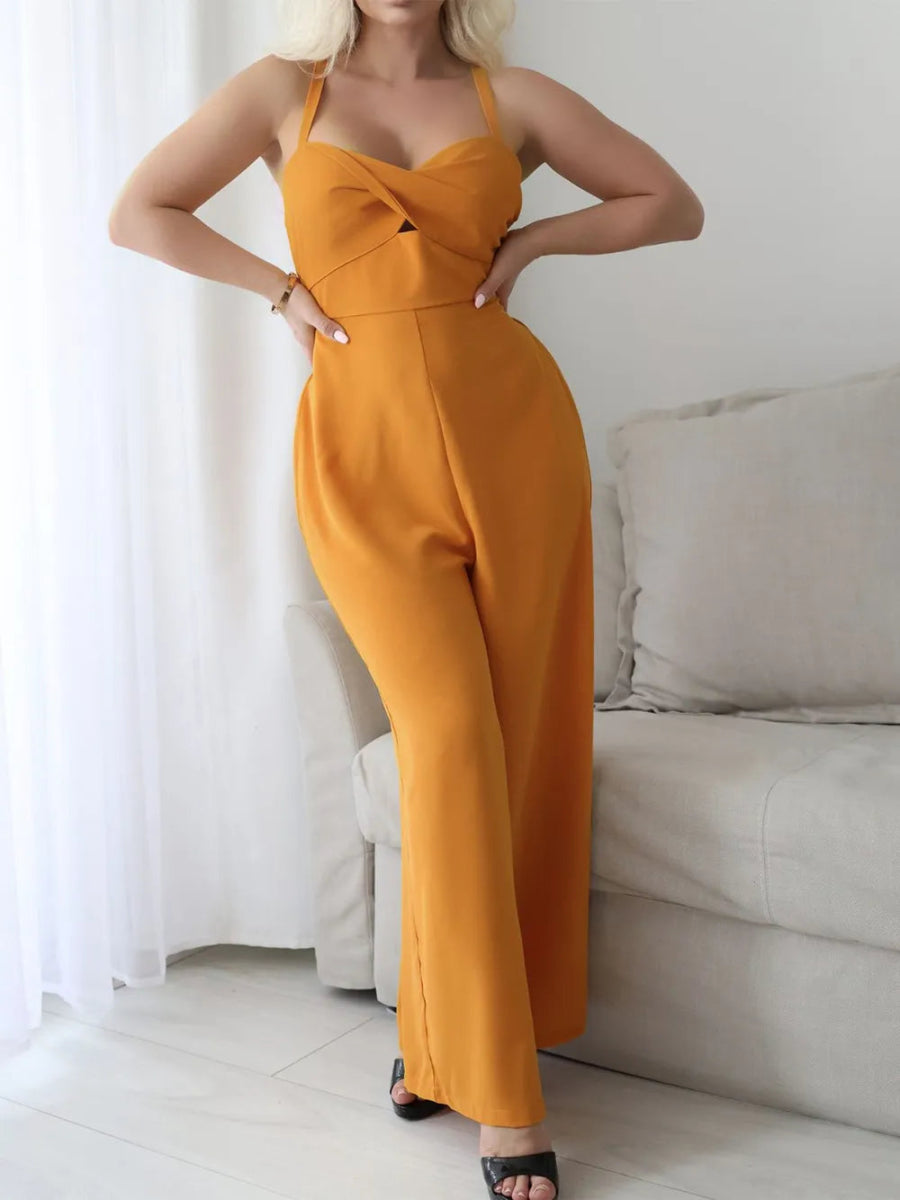 Tie Back Backless Crisscross Jumpsuit - Easy Pickins Store