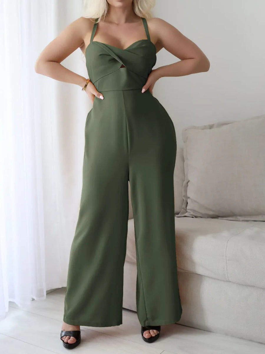 Tie Back Backless Crisscross Jumpsuit - Easy Pickins Store