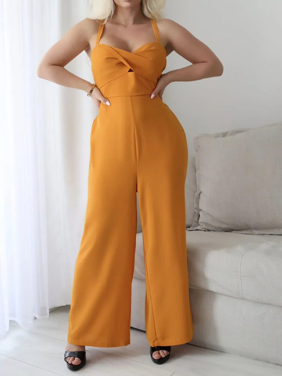Tie Back Backless Crisscross Jumpsuit - Easy Pickins Store