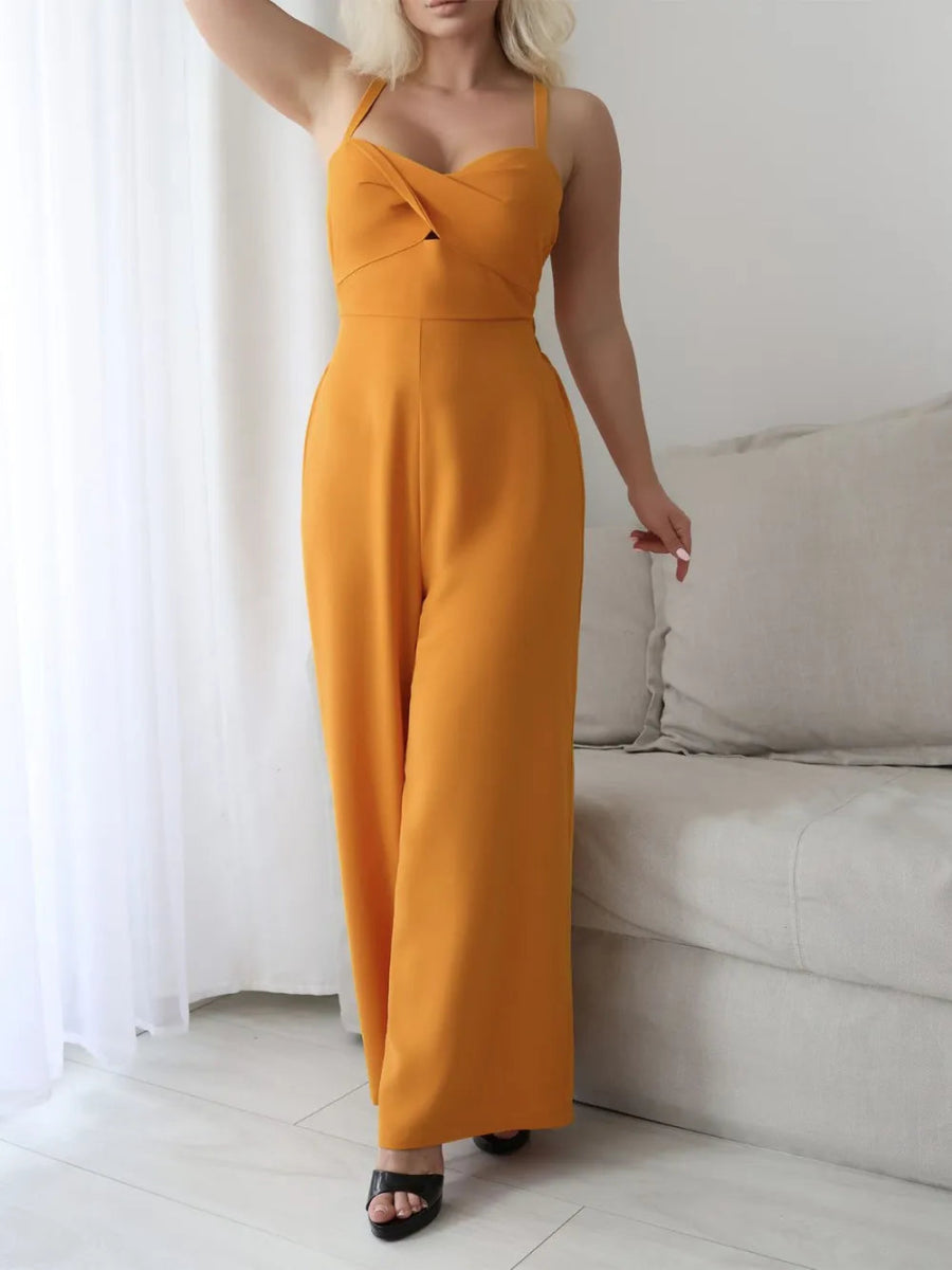 Tie Back Backless Crisscross Jumpsuit - Easy Pickins Store