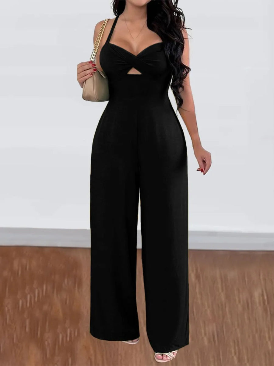 Tie Back Backless Crisscross Jumpsuit - Easy Pickins Store