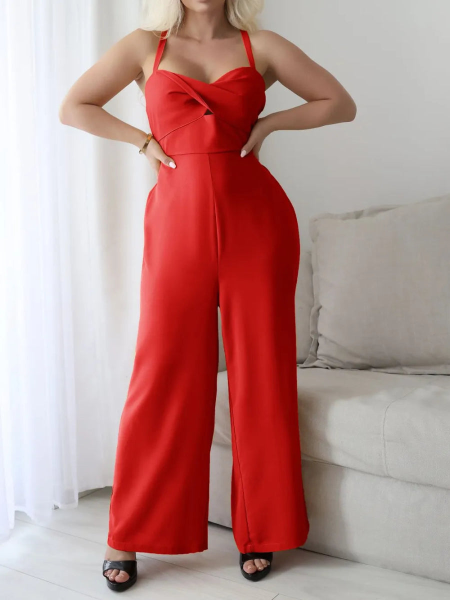 Tie Back Backless Crisscross Jumpsuit - Easy Pickins Store