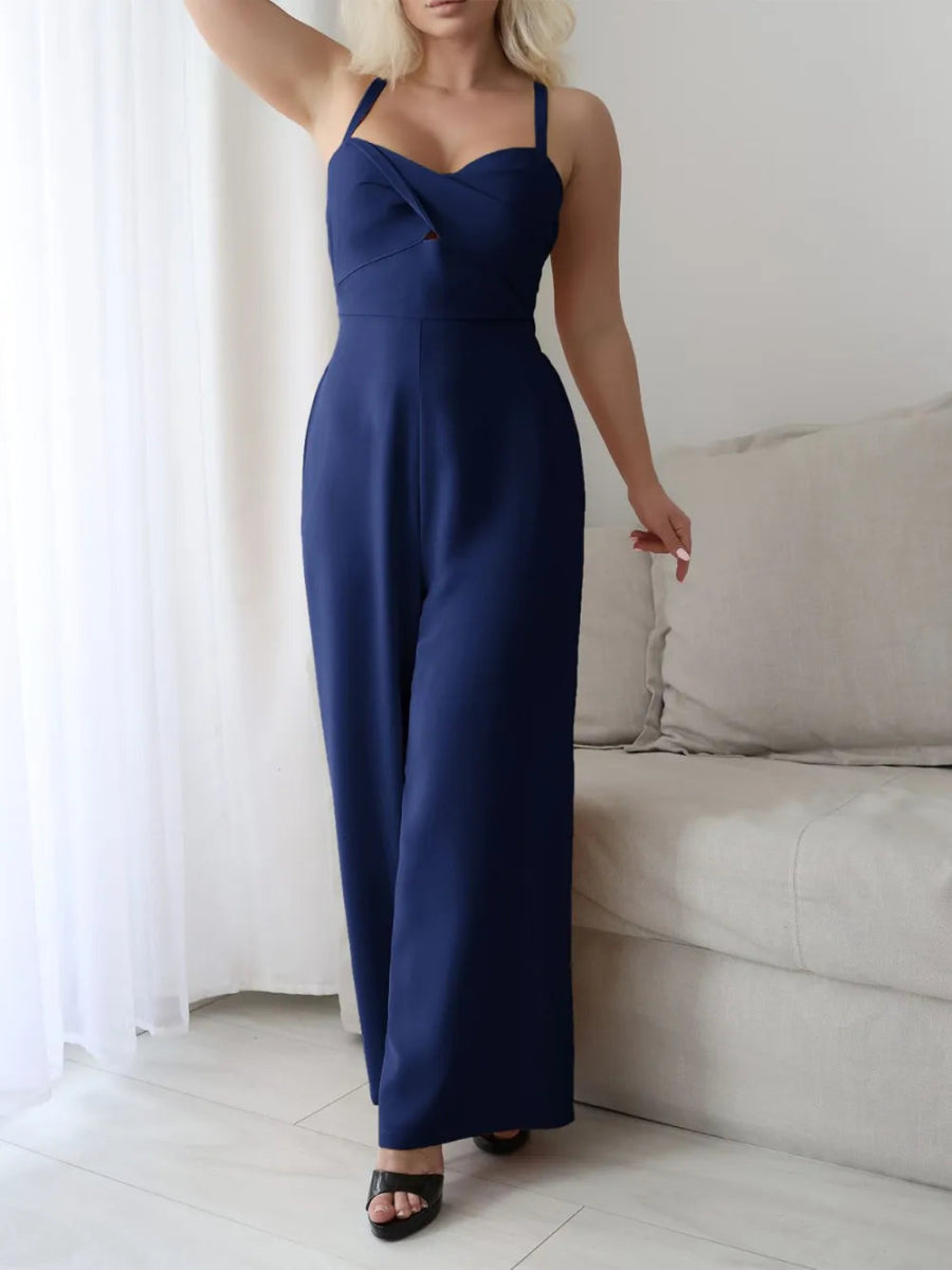 Tie Back Backless Crisscross Jumpsuit - Easy Pickins Store