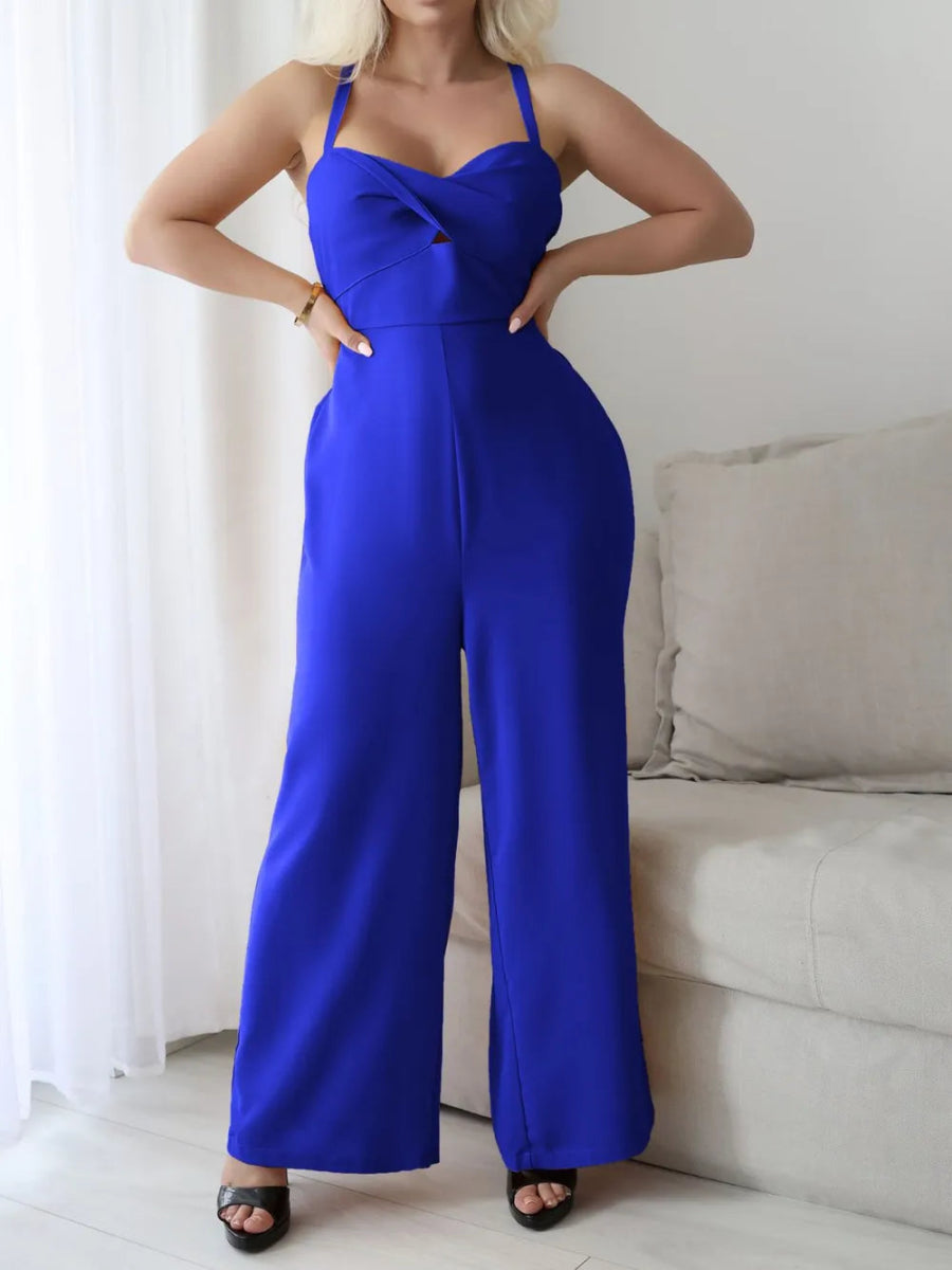 Tie Back Backless Crisscross Jumpsuit - Easy Pickins Store