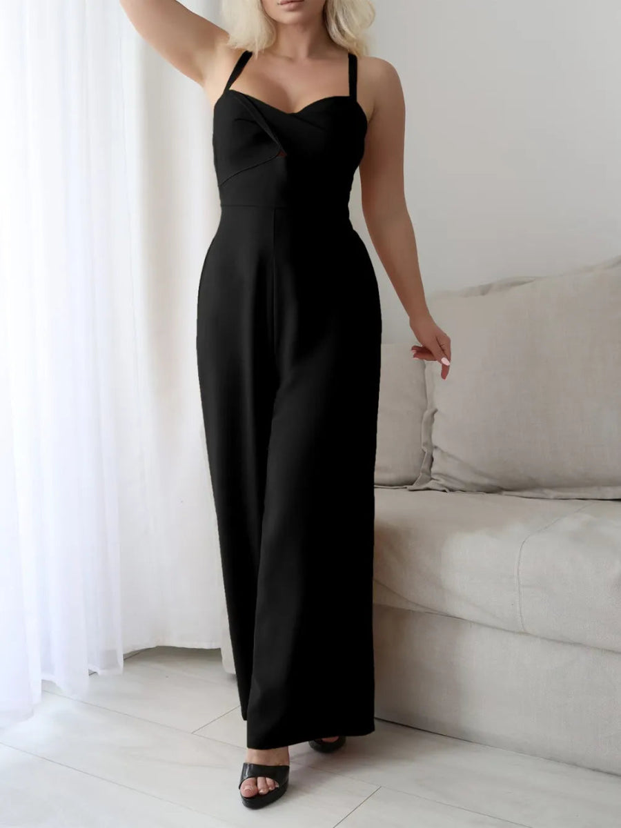 Tie Back Backless Crisscross Jumpsuit - Easy Pickins Store
