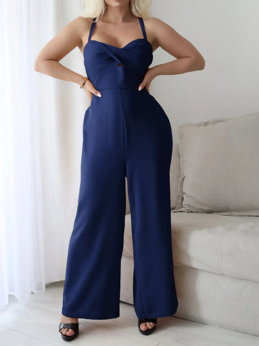 Tie Back Backless Crisscross Jumpsuit - Easy Pickins Store