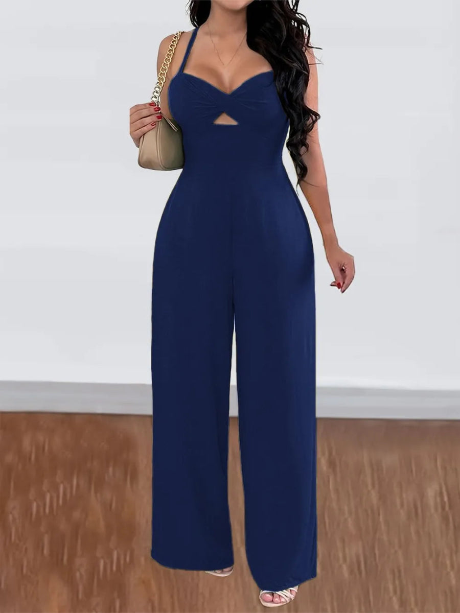 Tie Back Backless Crisscross Jumpsuit - Easy Pickins Store