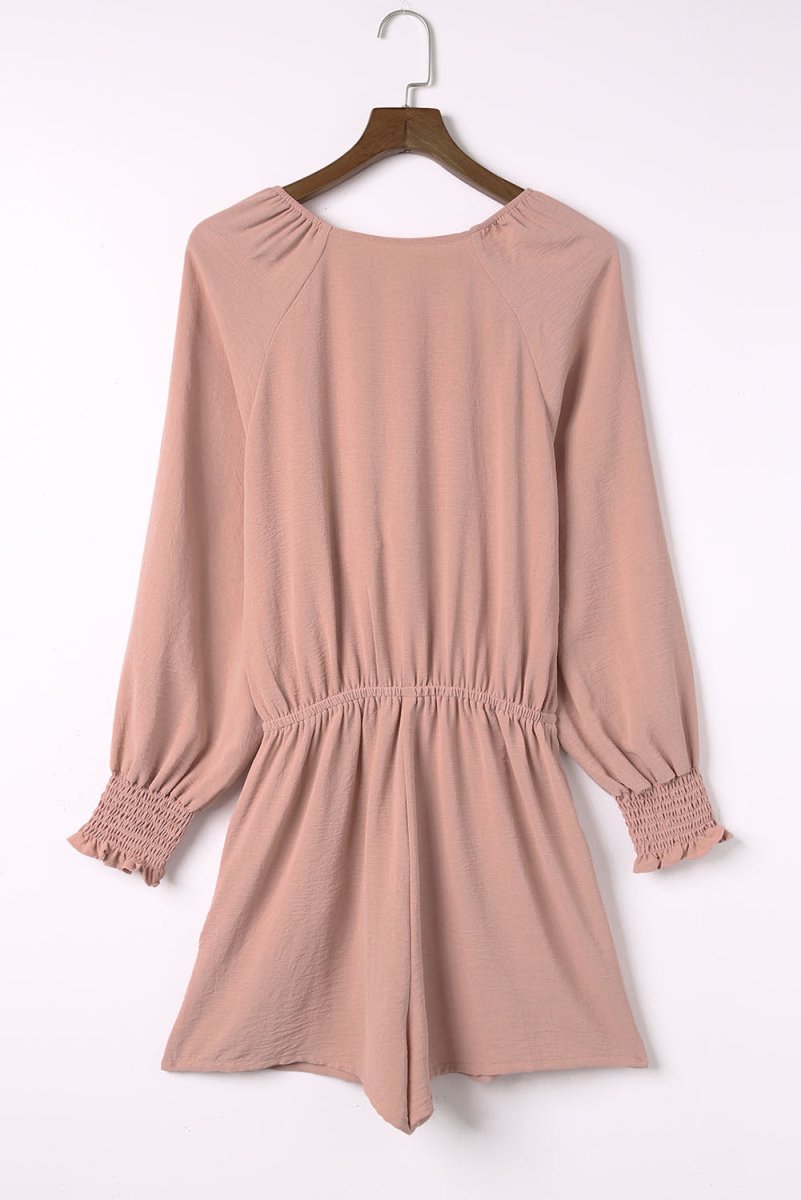 Tied Flounce Sleeve Plunge Romper - Easy Pickins Store