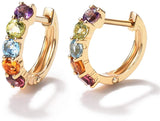 14K Gold 3/4cttw Amethyst Peridot Topaz Citrine Garnet Tiny Hoop Earrings Dainty Delicate Diameter 12mm - Easy Pickins Store
