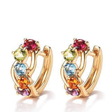 14K Gold 3/4cttw Amethyst Peridot Topaz Citrine Garnet Tiny Hoop Earrings Dainty Delicate Diameter 12mm - Easy Pickins Store
