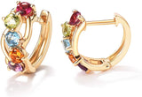 14K Gold 3/4cttw Amethyst Peridot Topaz Citrine Garnet Tiny Hoop Earrings Dainty Delicate Diameter 12mm - Easy Pickins Store