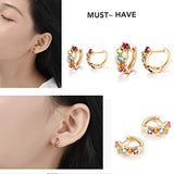 14K Gold 3/4cttw Amethyst Peridot Topaz Citrine Garnet Tiny Hoop Earrings Dainty Delicate Diameter 12mm - Easy Pickins Store
