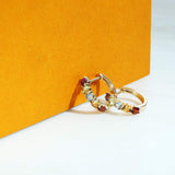 14K Solid Yellow Gold 3/4cttw Multi Colored Amethyst Peridot Topaz Citrine  Hoop Earrings Diameter 12mm - Easy Pickins Store
