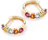 14K Gold 3/4cttw Amethyst Peridot Topaz Citrine Garnet Tiny Hoop Earrings Dainty Delicate Diameter 12mm - Easy Pickins Store