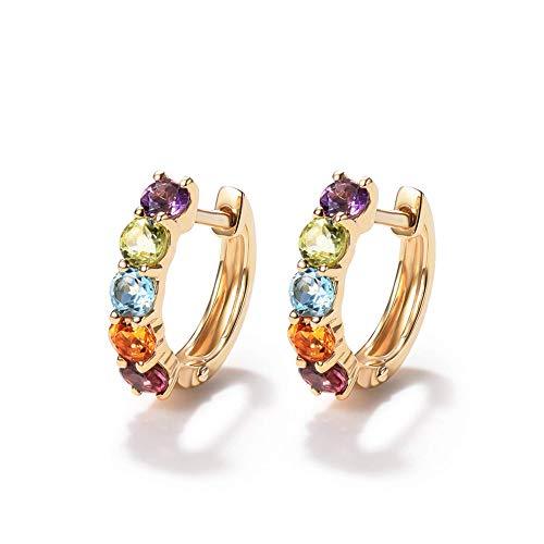 14K Gold 3/4cttw Amethyst Peridot Topaz Citrine Garnet Tiny Hoop Earrings Dainty Delicate Diameter 12mm - Easy Pickins Store