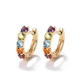 14K Gold 3/4cttw Amethyst Peridot Topaz Citrine Garnet Tiny Hoop Earrings Dainty Delicate Diameter 12mm - Easy Pickins Store