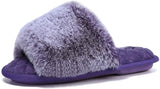 Furry Faux Fur Slippers Memory Foam Slippers Slip on - Easy Pickins Store
