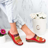 3 Color Stitching Sandals Open Toe Platform Wedge Slides - Easy Pickins Store