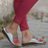3 Color Stitching Sandals Open Toe Platform Wedge Slides - Easy Pickins Store