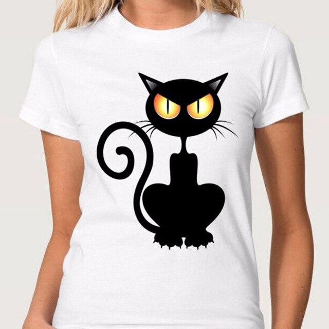 3D Cat Print White Soft T-shirt Short sleeve Round neck - Easy Pickins Store