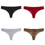 4 pcs Thong Leopard Seamless Panties Low Waist - Easy Pickins Store