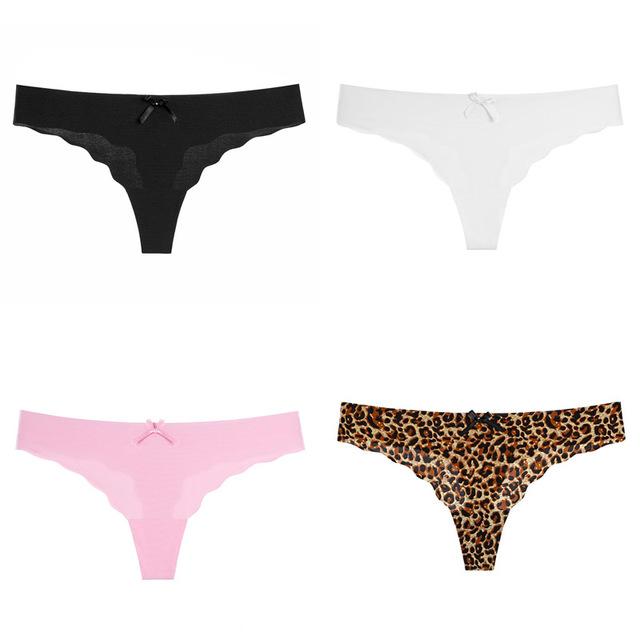 4 pcs Thong Leopard Seamless Panties Low Waist - Easy Pickins Store