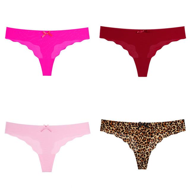 4 pcs Thong Leopard Seamless Panties Low Waist - Easy Pickins Store