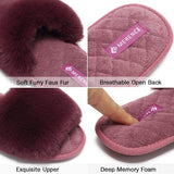 Furry Faux Fur Slippers Memory Foam Slippers Slip on - Easy Pickins Store