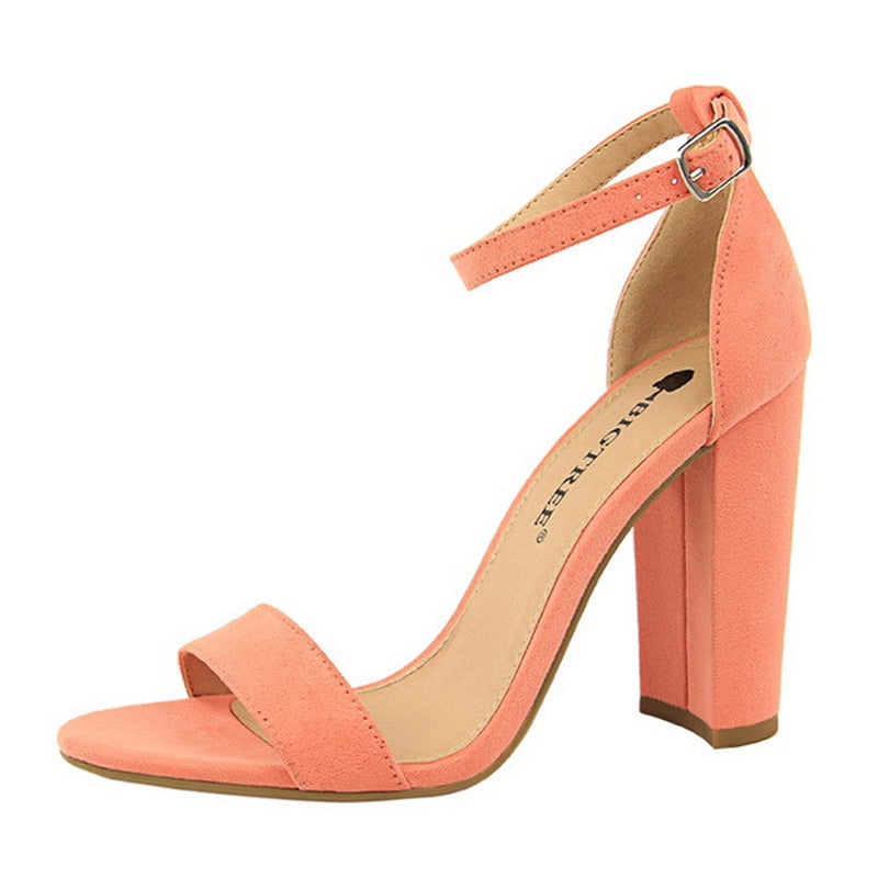 Pumps Buckle High Heels Block Plus Sizes - Easy Pickins Store